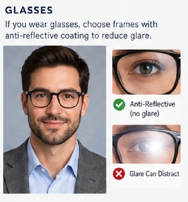 Anti-reflective glasses versus lens glare in headshots