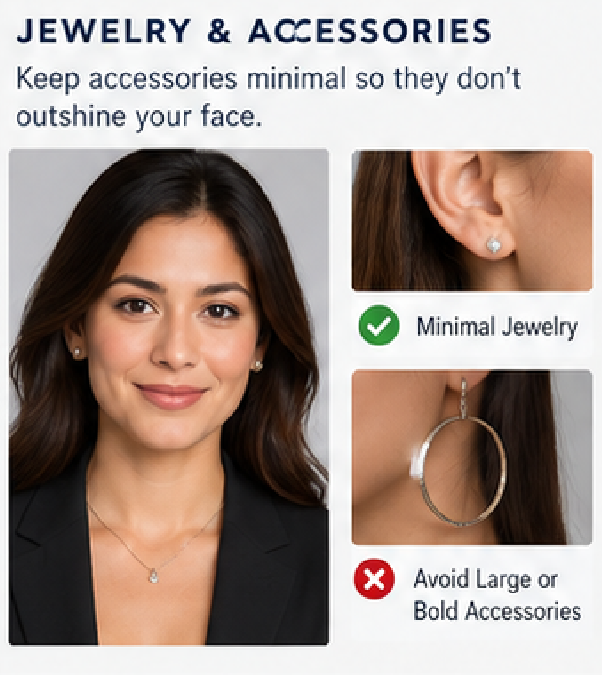Minimal jewelry versus large earrings for headshots