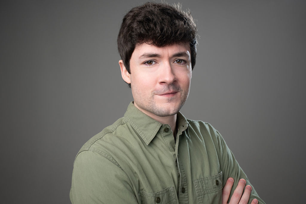 Jeffery, olive shirt studio portrait