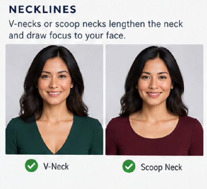 V-neck and scoop neck tops for headshots