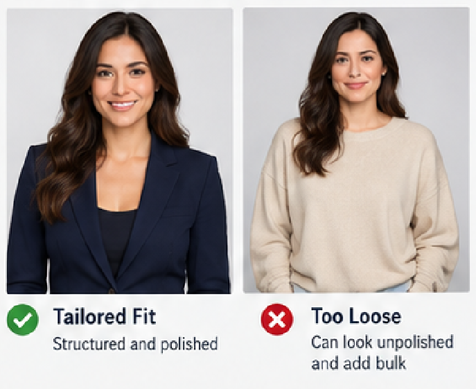 Tailored blazer versus loose sweater for professional headshots